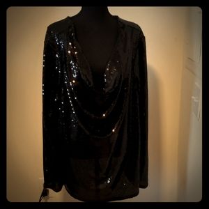 Sequined long sleeve blouse